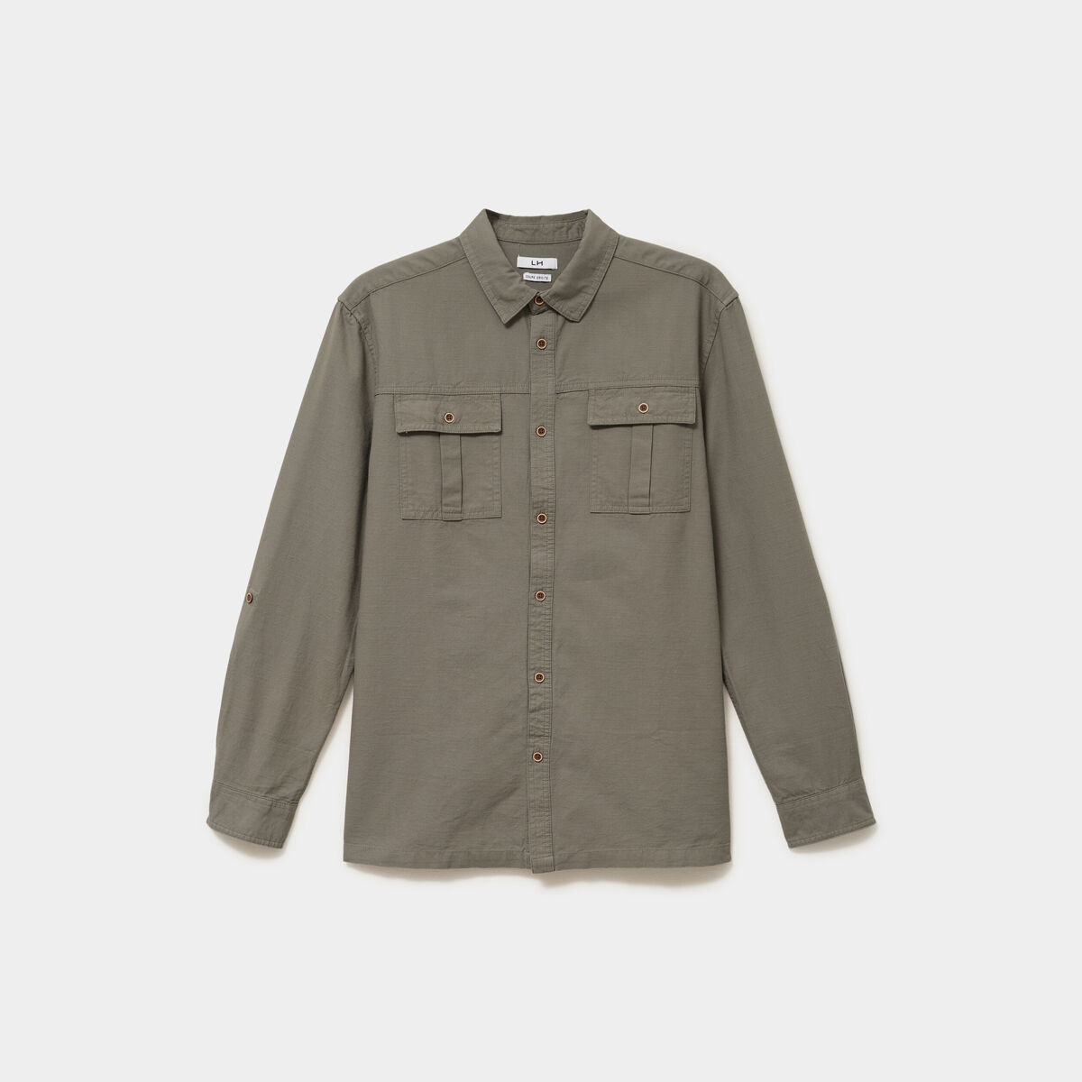 Chemise manches retroussables gris homme