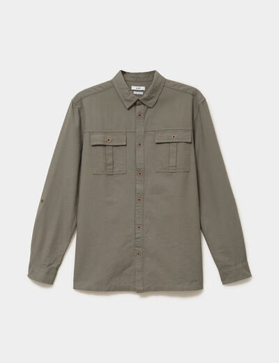 Chemise manches retroussables gris homme