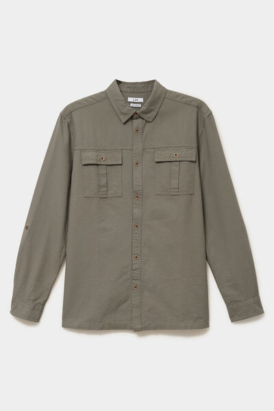 Chemise manches retroussables gris homme