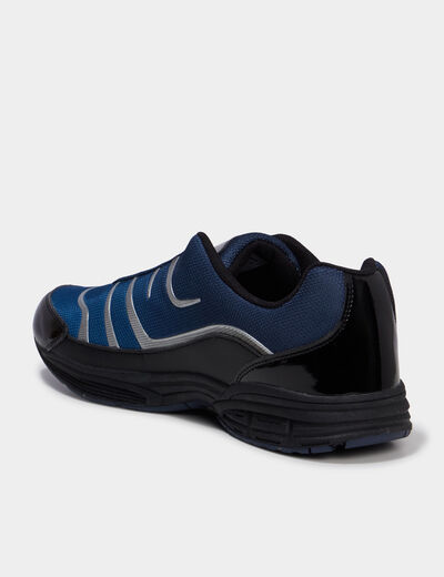 Baskets plates running &eacute;lastiqu&eacute;es bleu homme