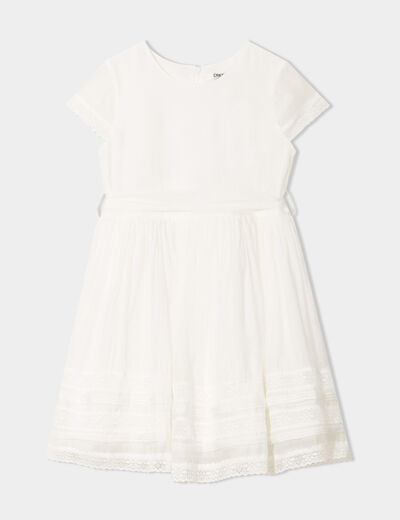 Robe ceinturée avec dentelle Creeks blanc fille