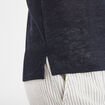 T-shirt col en V à bande métallisée bleu foncé femme