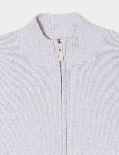 Gilet zippé col montant coton gris garçon