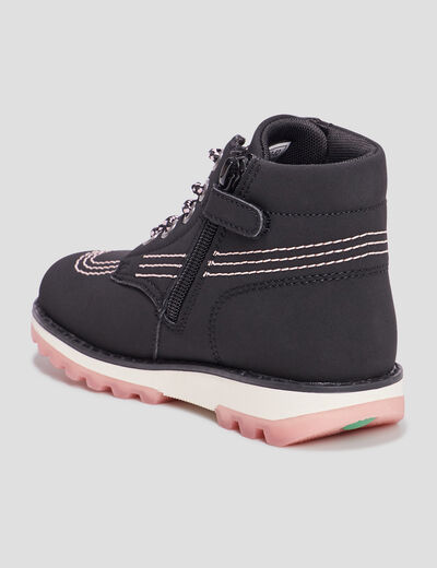 Bottines zippées Kickers Krally noir fille