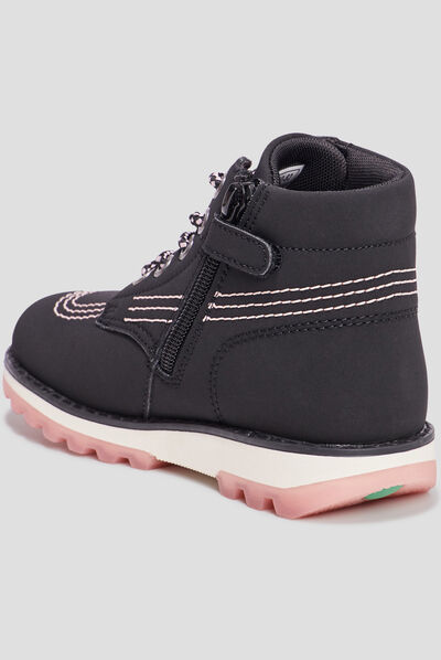 Bottines zippées Kickers Krally noir fille