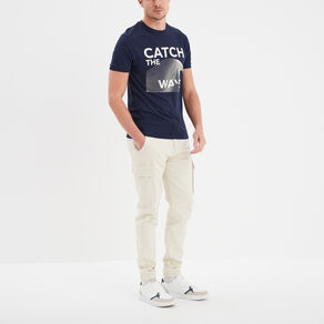 Pantalon cargo slim à coulisse ecru homme