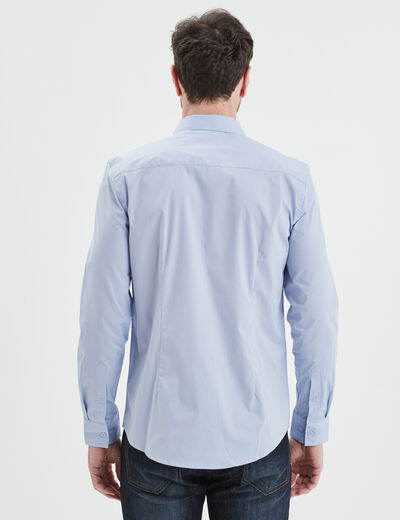 Chemise effet stretch manches longues bleu ciel homme