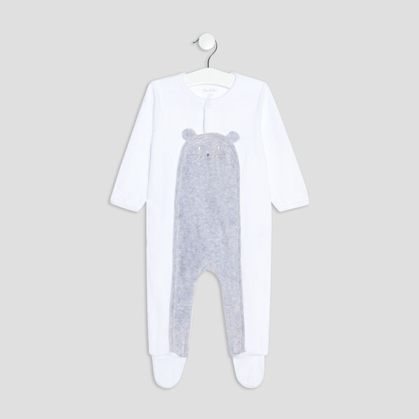 dors bien velours manches longues blanc bebe Dors-bien velours manches longues blanc bébé