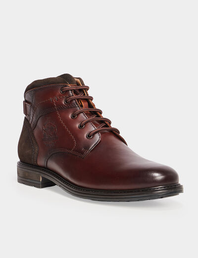 Boots zippées en cuir marron homme