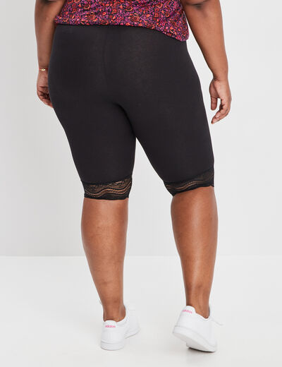 Legging court cycliste à dentelle noir femme grande taille