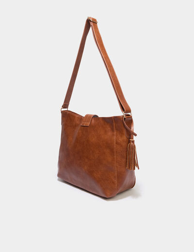 Sac port&eacute;-&eacute;paule marron cognac femme