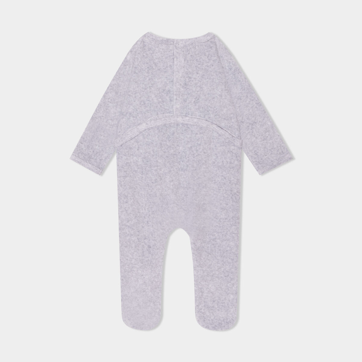 Pyjama dors-bien effet velours col rond gris clair bébé