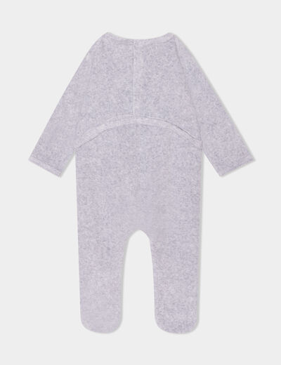 Pyjama dors-bien effet velours col rond gris clair bébé