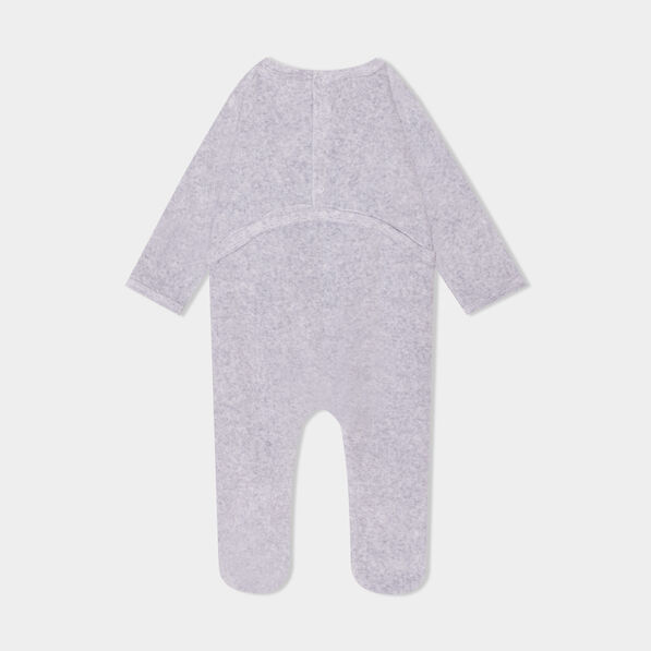 pyjama dors bien effet velours col rond gris clair bebe Pyjama dors-bien effet velours col rond gris clair bébé
