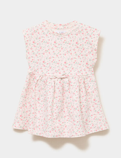 Robe patineuse manches courtes rose b&eacute;b&eacute; fille