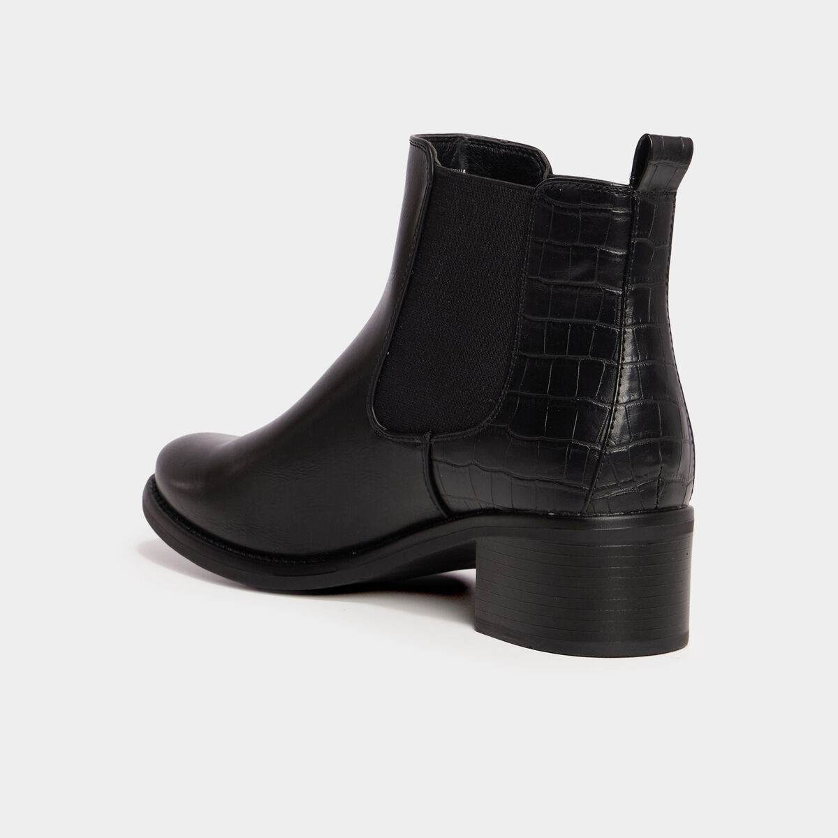 Bottines chelsea talons croco noir femme