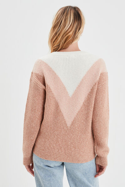 Pull manches longues rose clair femme