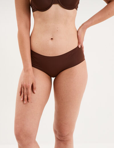 Shorty microfibre sans coutures marron femme