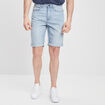 Bermuda stretch droit en jean denim bleach homme