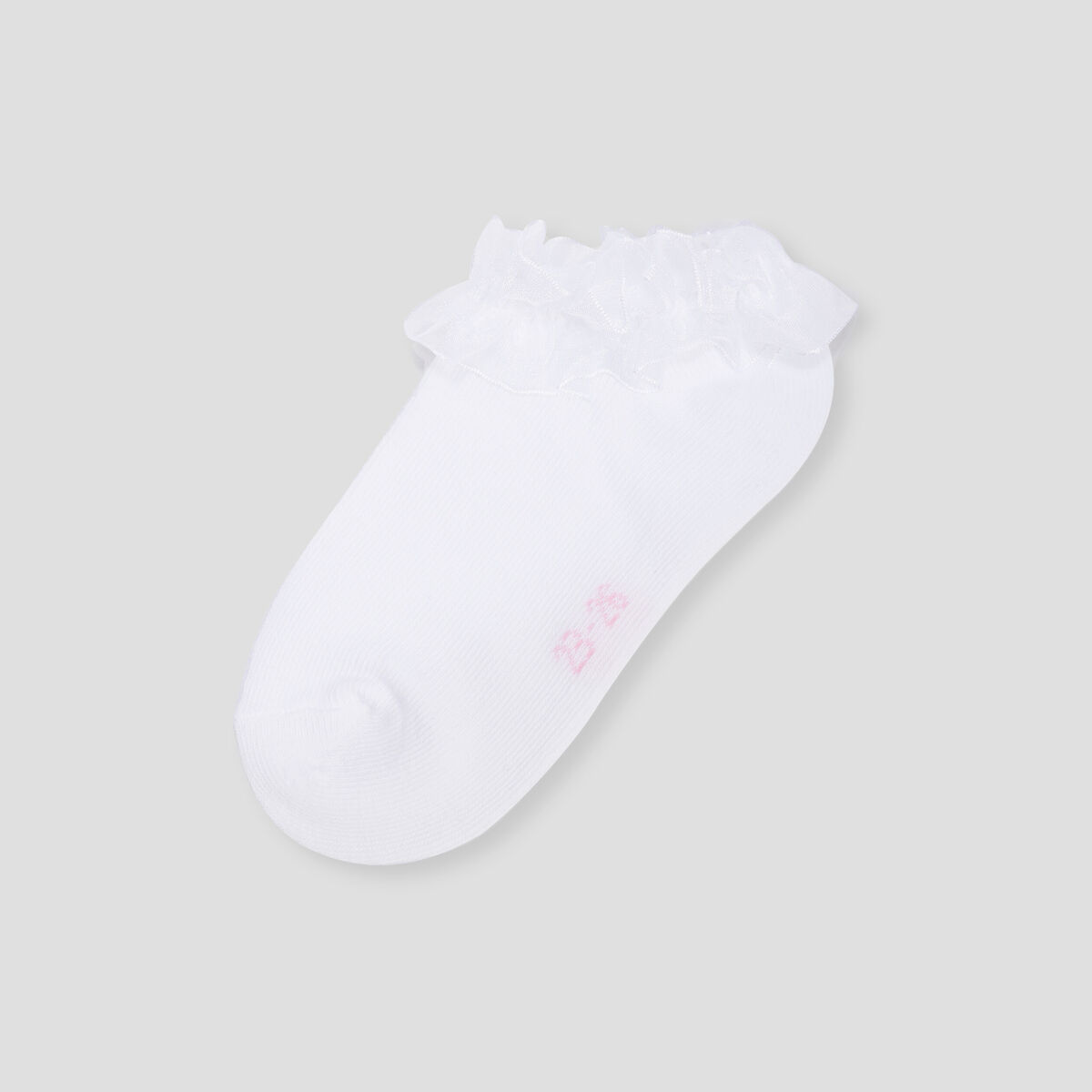 Lot de 2 paires de chaussettes &agrave; volants blanc fille