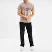 T-shirt manches courtes coton d&eacute;lav&eacute; marron homme