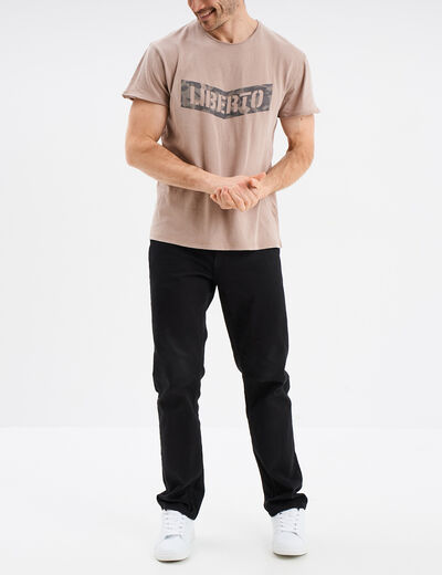 T-shirt manches courtes coton d&eacute;lav&eacute; marron homme