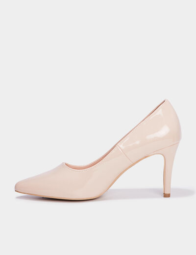 Escarpins vernis &agrave; talons beige femme