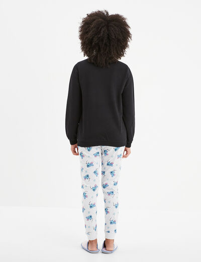 Ensemble pyjama pantalon coton Stitch noir femme