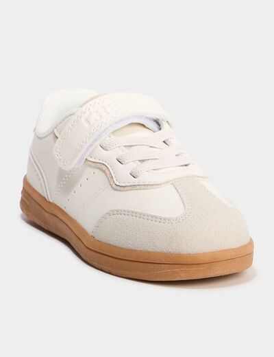 Tennis basses à scratchs blanc fille