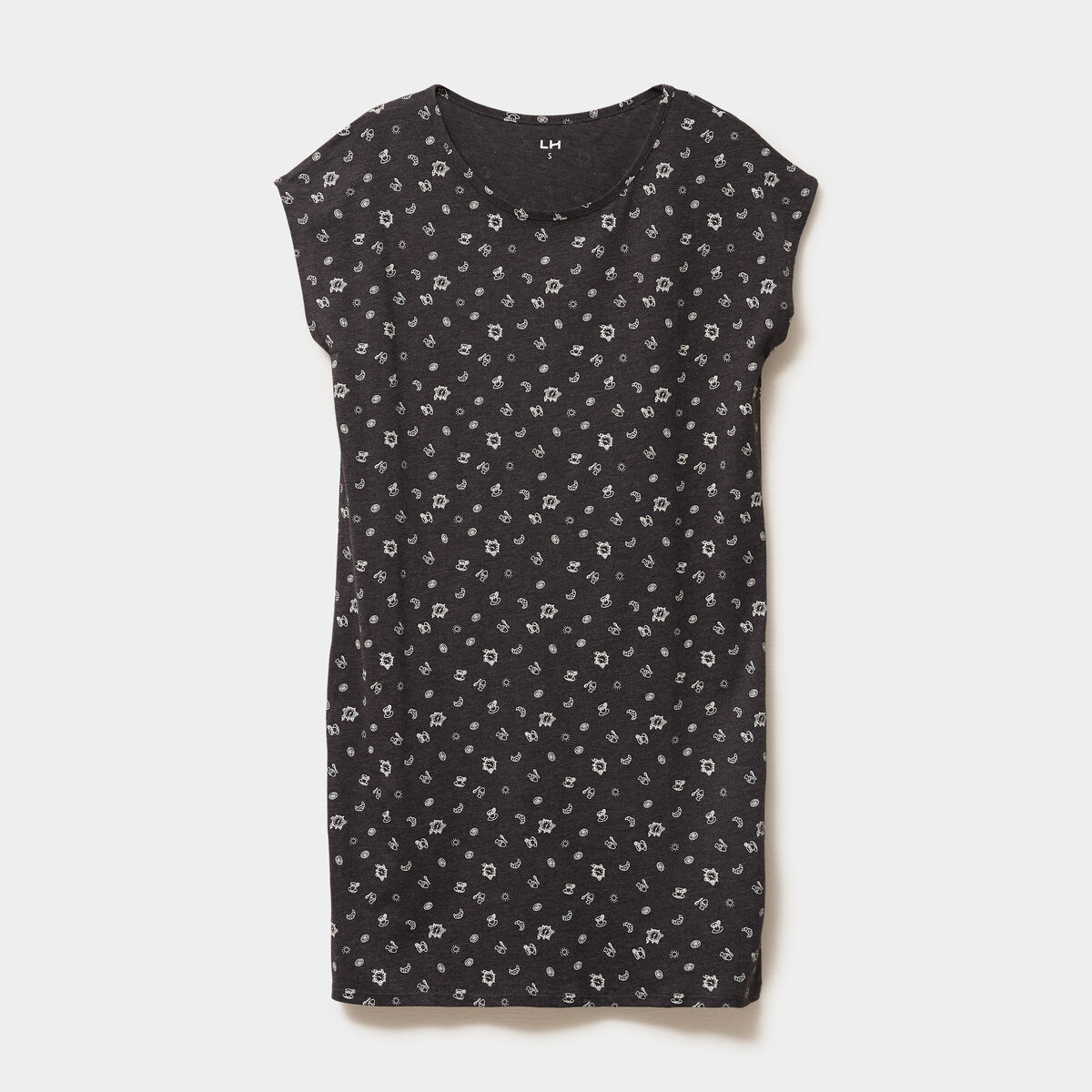 Chemise de nuit manches courtes gris anthracite femme