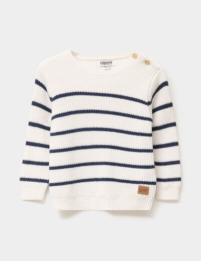 Pull col rond manches longues creme bébé garçon