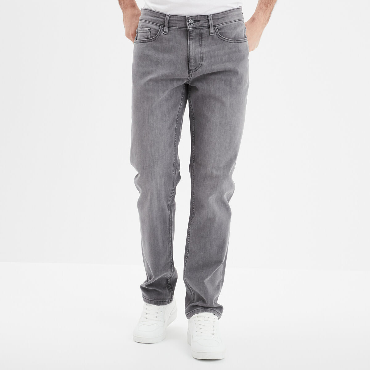 Jeans regular 5 poches Creeks denim gris homme
