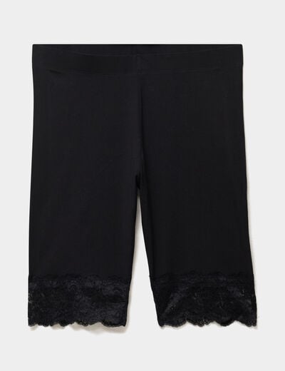 Short legging cycliste &agrave; dentelle noir femme grande taille