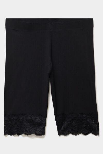 Short legging cycliste &agrave; dentelle noir femme grande taille