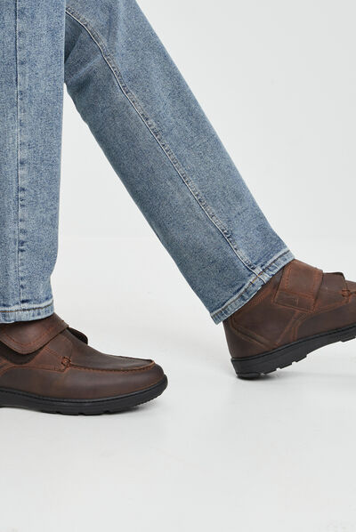 Bottines en cuir marron homme