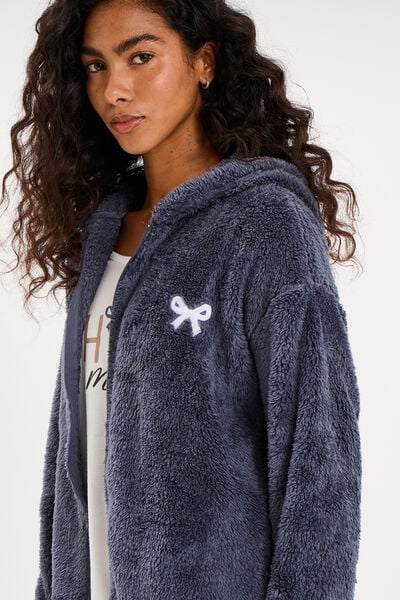 Ensemble pyjama 3 pi&egrave;ces veste polaire ecru femme