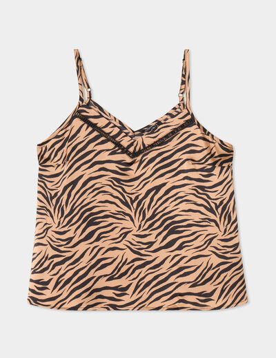 Caraco effet satin camel femme