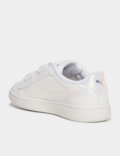 Tennis basses à scratchs Puma blanc fille