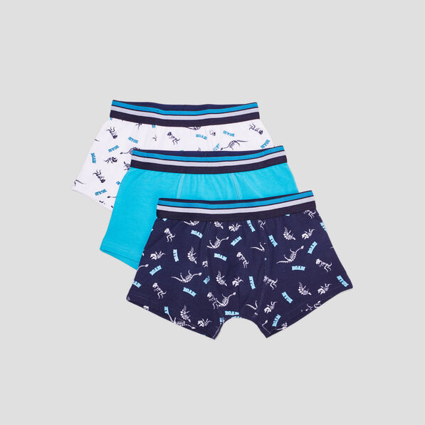 lot 3 boxers coton dino bleu garcon Lot 3 boxers coton dino bleu garçon
