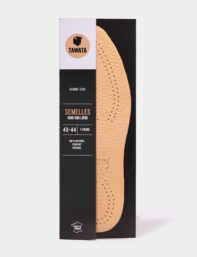 Semelles en cuir sur liège Tawata sable mixte