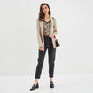 Jeans mom taille haute 7/8ème coton denim noir femme