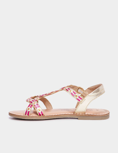 Sandales plates métallisées cuir Creeks multicolore fille