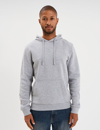 Sweat molleton &agrave; capuche hoodie gris clair homme