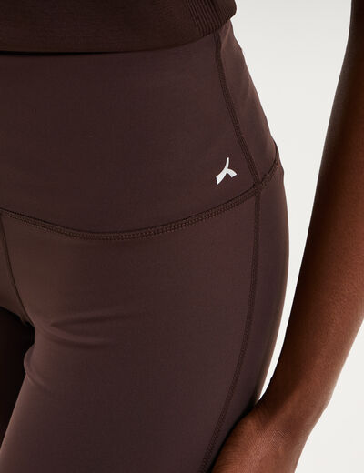 Legging de sport flare taille haute marron fonc&eacute; femme