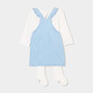 Ensemble 3 pi&egrave;ces robe chasuble en jean denim double stone b&eacute;b&eacute; fille