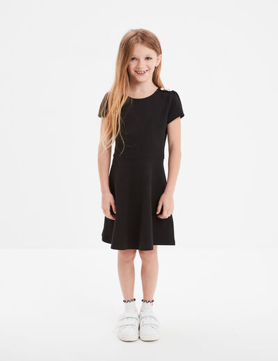 Robe trapèze manches courtes noir fille