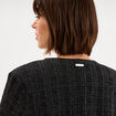 Veste bol&eacute;ro tweed manches longues noir femme