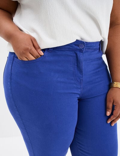 Pantalon corsaire skinny taille haute bleu roi femme grande taille