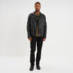 Veste biker simili cuir noir homme