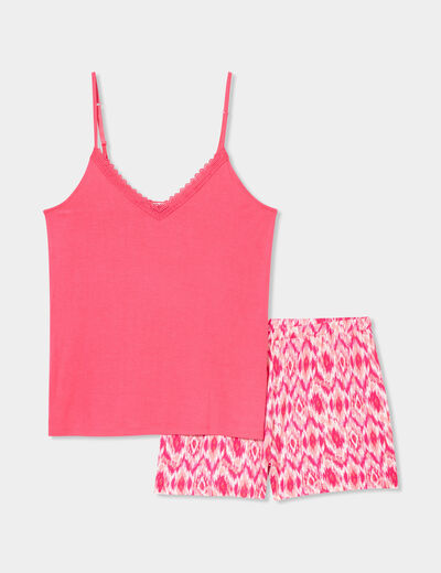 Ensemble pyjama short et débardeur rose femme
